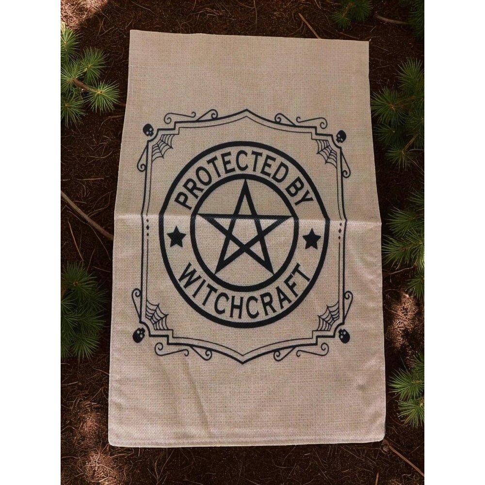 Protected by Witchcraft Garden Flag Halloween Outdoor Yard Banner Pagan Wicca - Picture 2 of 6